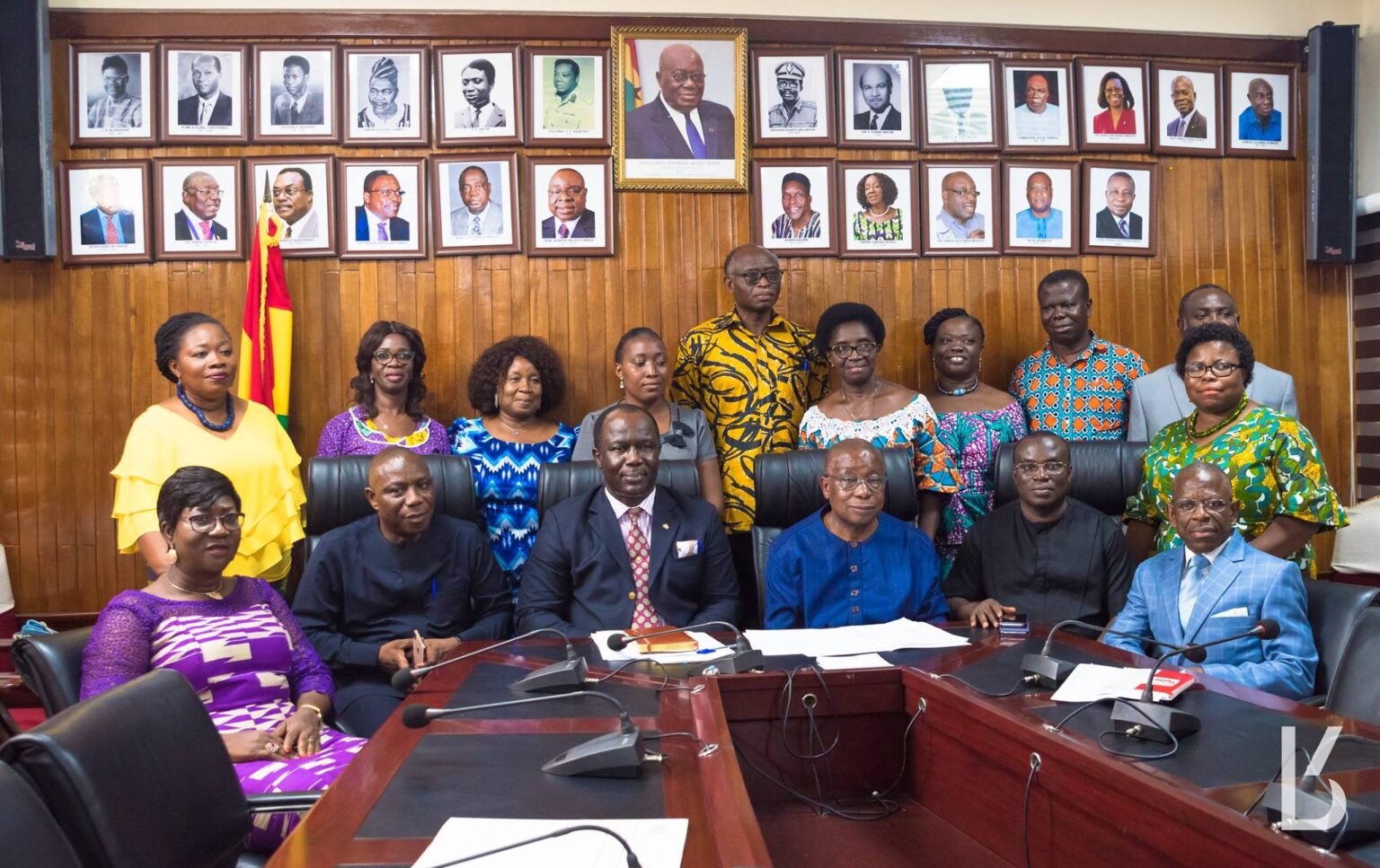 Group photo of the A 13-member governing board for the Ghana College of Nurses and Midwives (GCNM), 2019 (Photo: Kobby Blay)