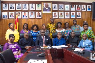 Group photo of the A 13-member governing board for the Ghana College of Nurses and Midwives (GCNM), 2019 (Photo: Kobby Blay)